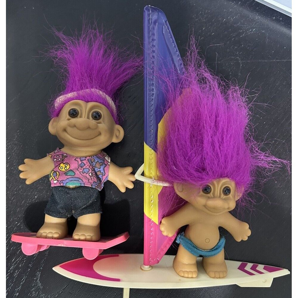 VTG Wind Surfing Troll Surf Board & Skateboarder Headband Russ 1990's Pink Hair